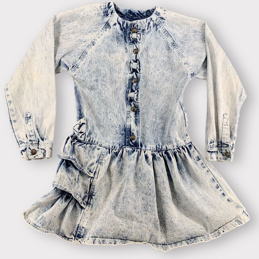 Vintage Sister Sister Acid Wash Denim Drop Waist Dress Girl's Size 10